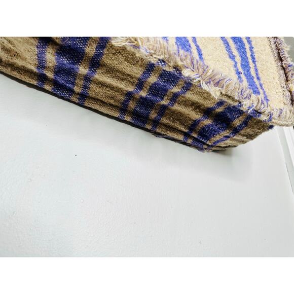 SANDRO Beige Purple Striped Magnetic Closure Open Pockets Kasbah Tote Bag - Picture 5 of 11